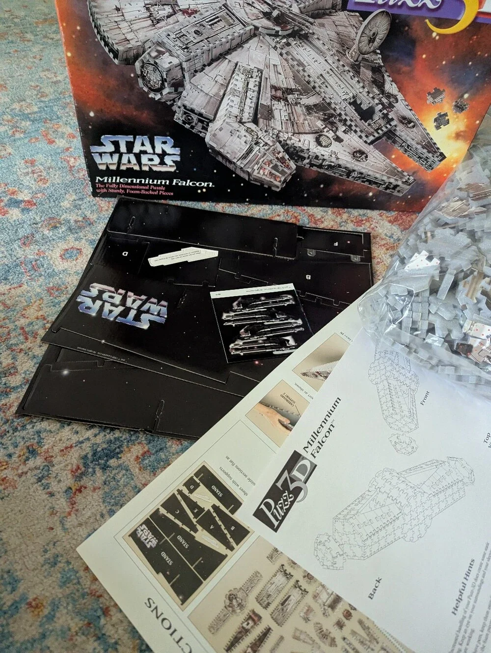 Star Wars Millennium Falcon Puzz 3D Puzzle 1995 Milton Bradley 857 Pcs Unopened